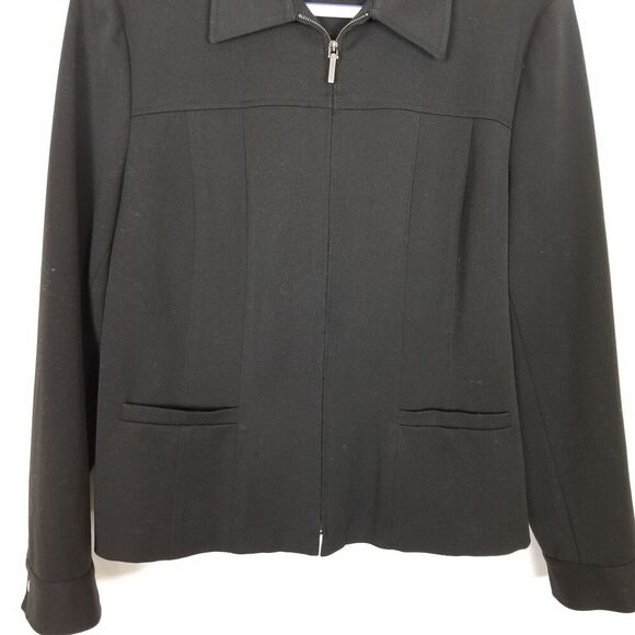 Talbots Women Stretch Zip Up Jacket Sz 10 Black Pockets Preppy Casual Lined - Picture 3 of 8